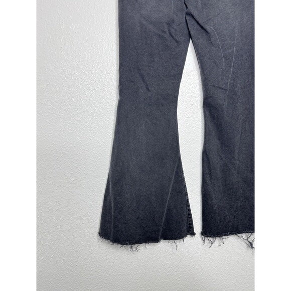 Forever 21 Flared Leg Jeans Womens 30 Black Wide Leg Denim Bell Bottoms Raw Hem - Picture 10 of 16